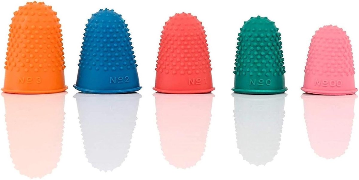 10 Herbruikbare Rubber Vingerbeschermers - Flexibele Covers voor Handnaaien, Gitaarspelen en Kantoorwerk (5 Maten en Kleuren)