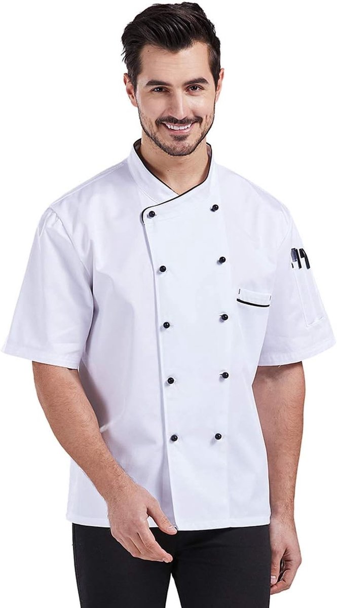 Unisex Koksjack voor Mannen met Dubbele Borst, Ademend Keukenuniform en Werkoutfit voor Koks