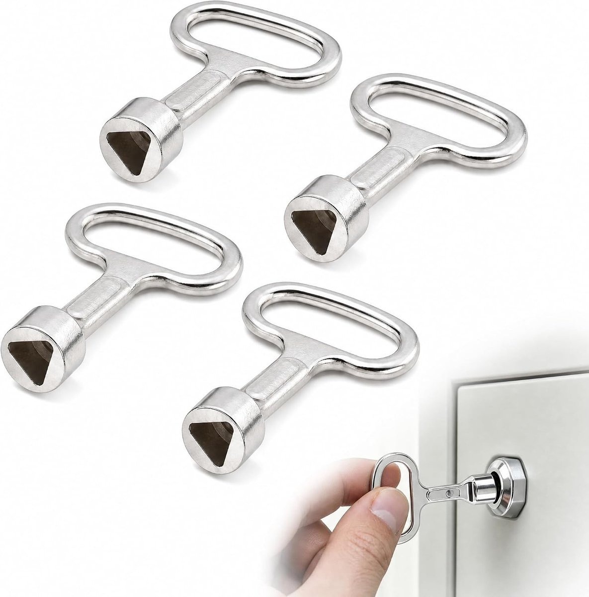 Sleutelset loodgieter - Zilver - 9 mm driehoekig - Metalen universele sleutels voor radiatoren en kranen