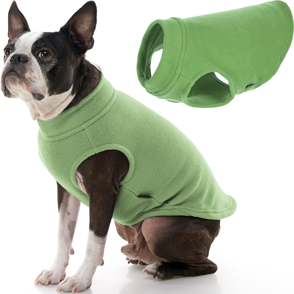 Gooby Stretch Fleece Vest Hondenjas - Warme hondentrui voor kleine honden - Grasgroen - Medium