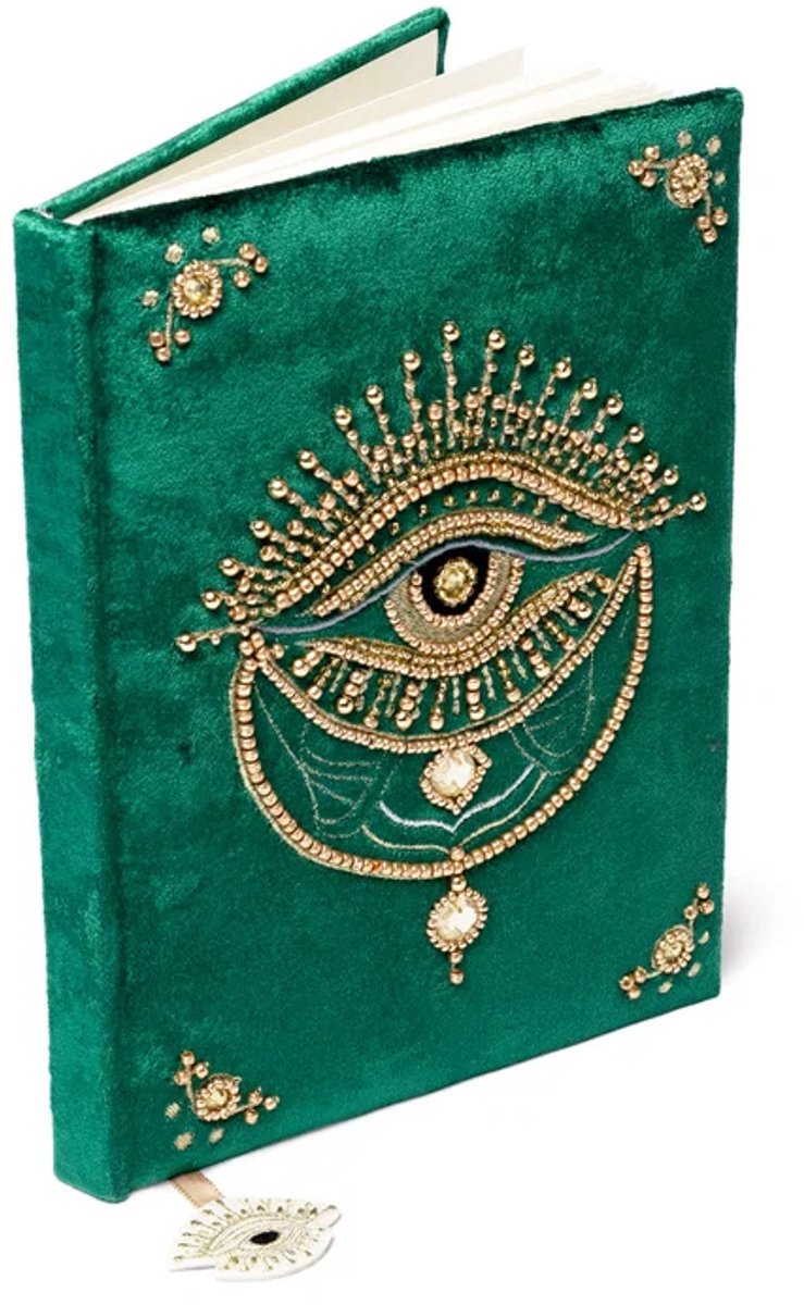 Notitieboek fluweel groen met tarot oog
