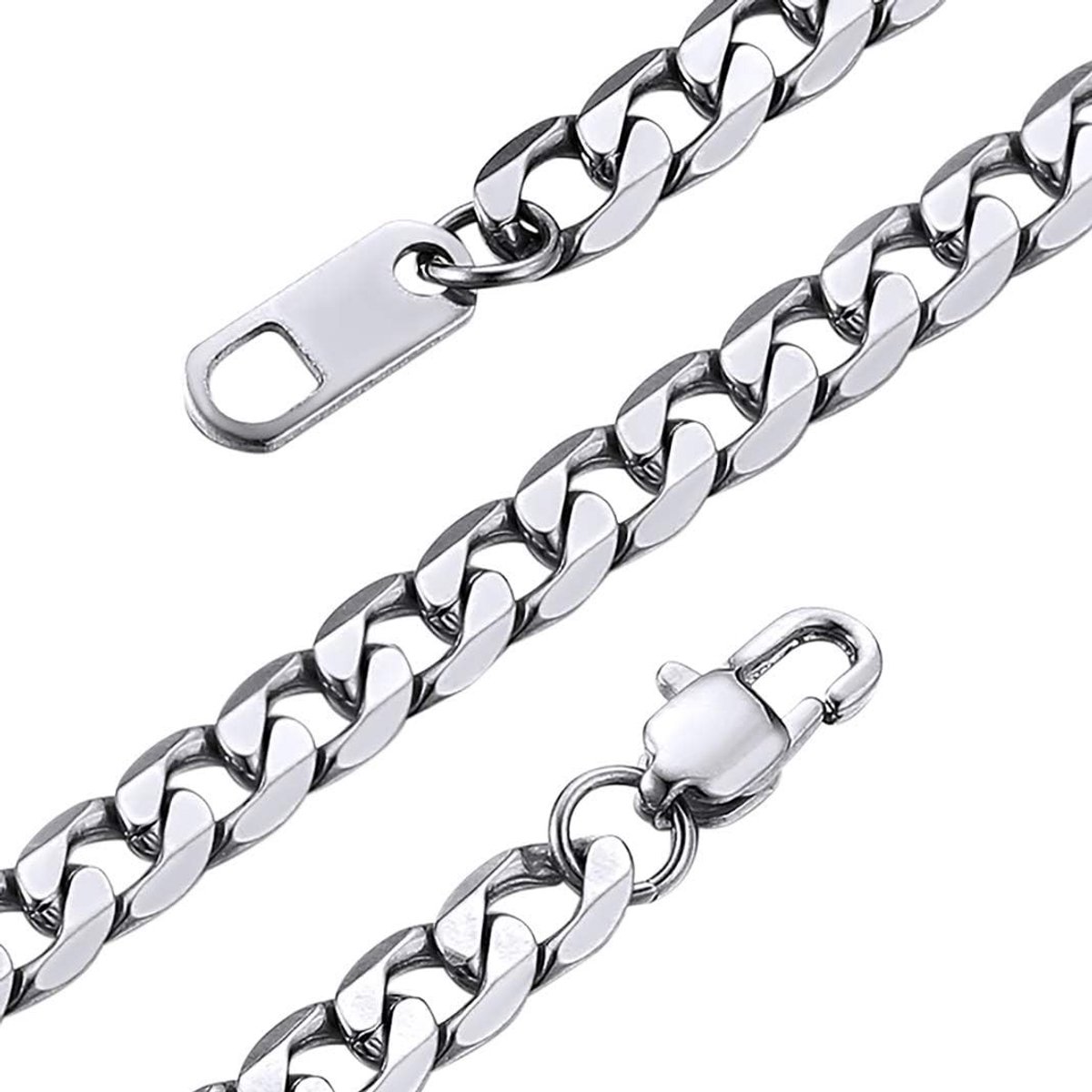 Flat Cuban Chain 4mm/6mm/9mm, 316L RVS Curb Link Kettingen voor Mannen en Vrouwen, Hip Hop Sieraden voor Elke Gelegenheid, Verkrijgbaar in Diverse Lengtes