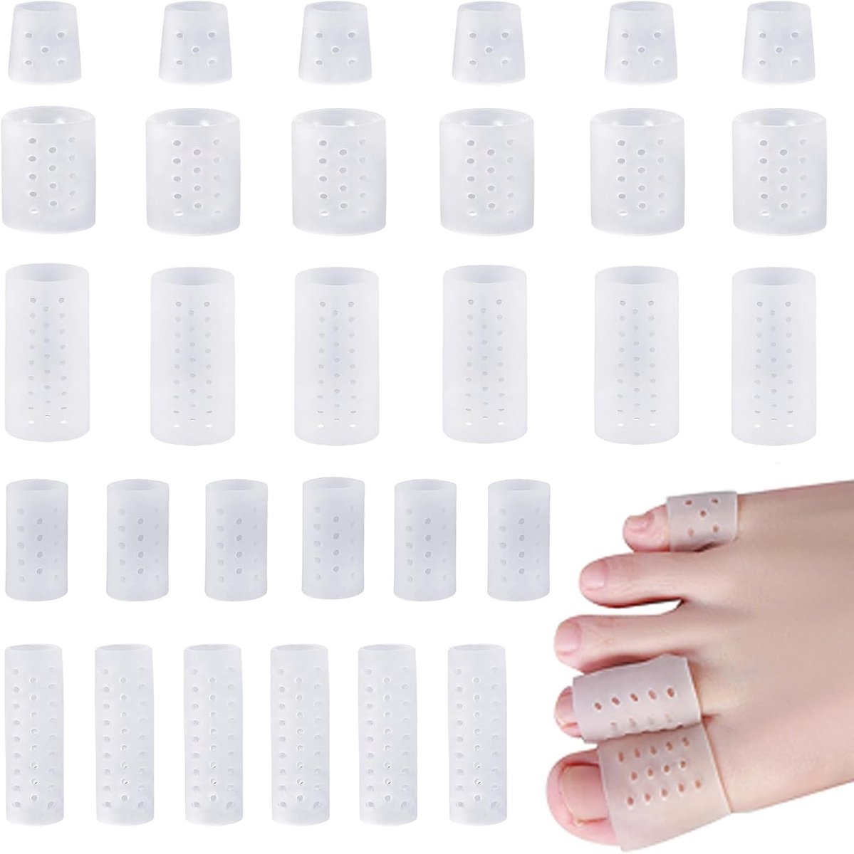 Siliconen teenbeschermers voor mannen en vrouwen - 30 stuks, ideale teenbescherming en gelkussens voor comfort