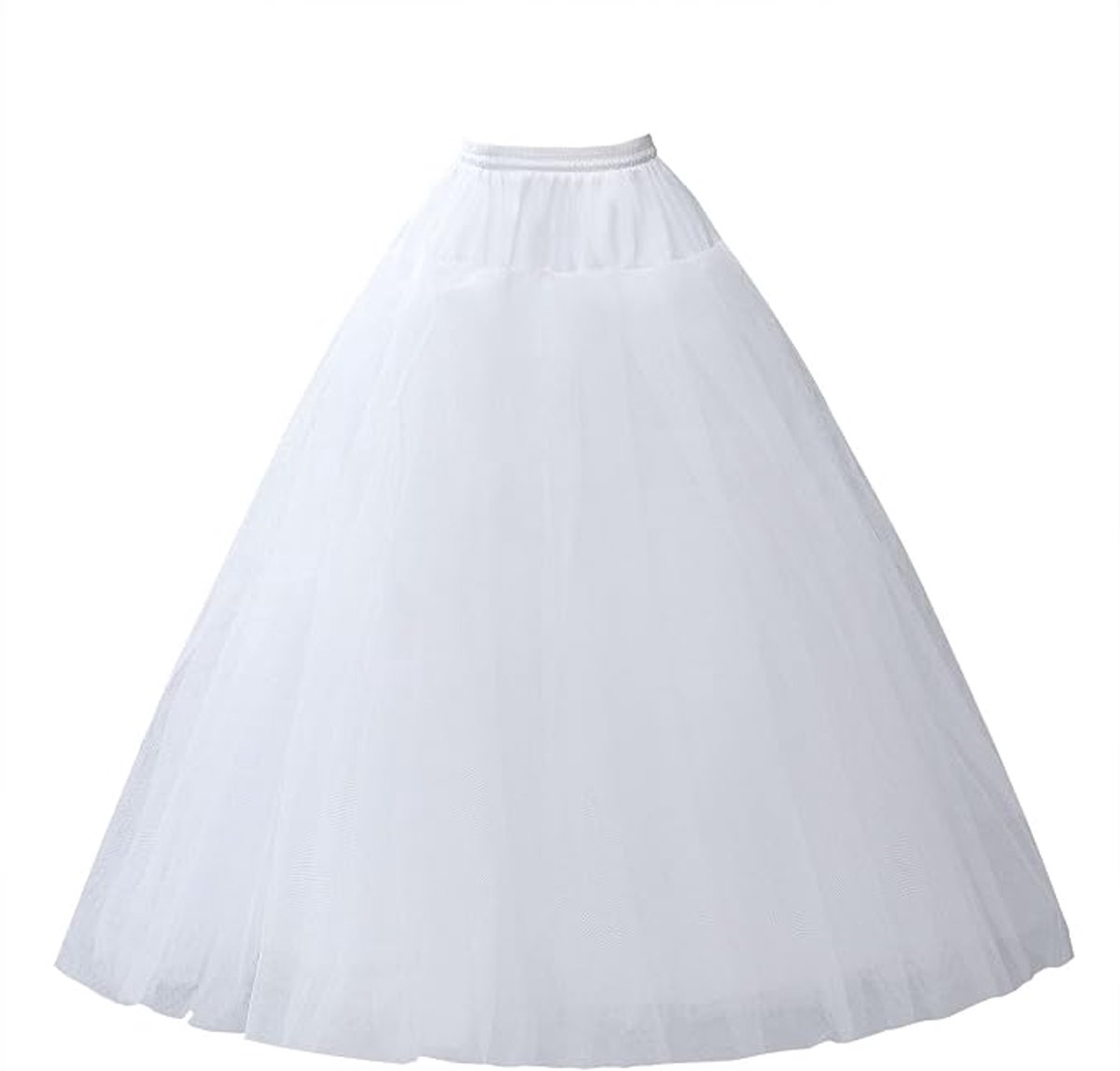 Petticoat crinoline onderrok - Hoepelloos a-lijn ontwerp - 4 lagen tule, verstelbare taille 61-89 cm - Voor trouwjurken en quinceañerajurken, wit, lengte ca. 102 cm