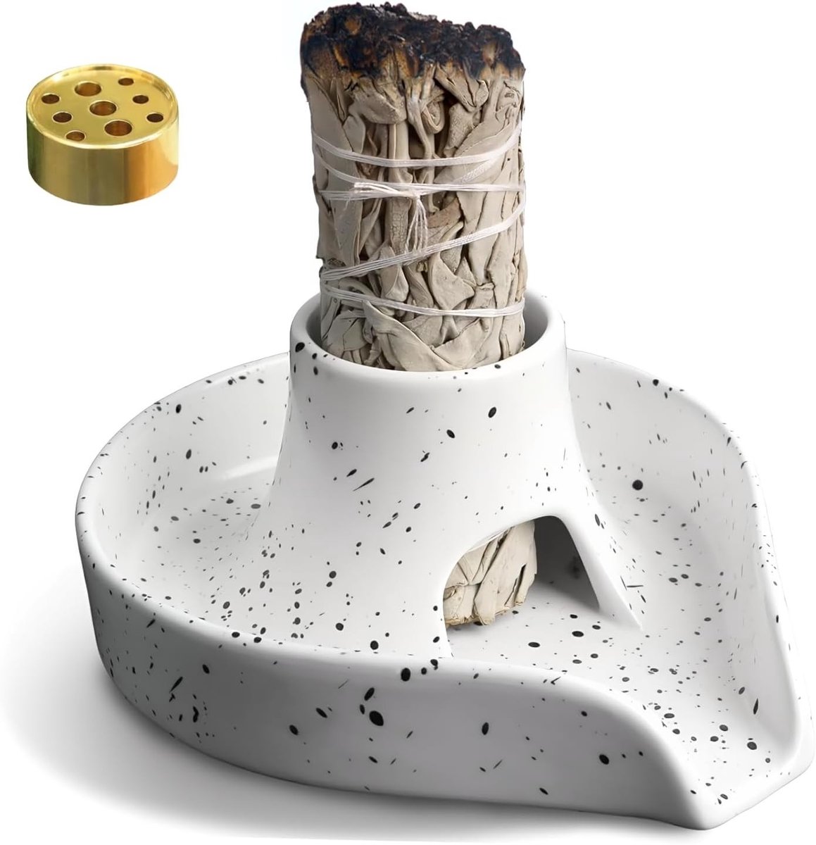 Ceramische Incense Holder voor Witte Salie en Palo Santo, 3-in-1 Design, Makkelijk Schoon te Maken en Stijlvol Decoratief Accessoire