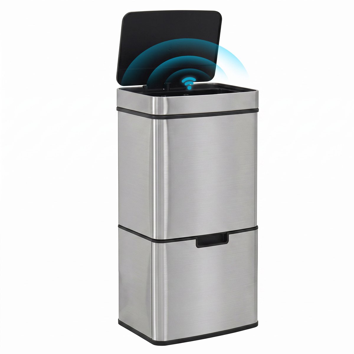 HOMCOM Sensor Prullenbak - Staal - 42x30x81cm - Zilver