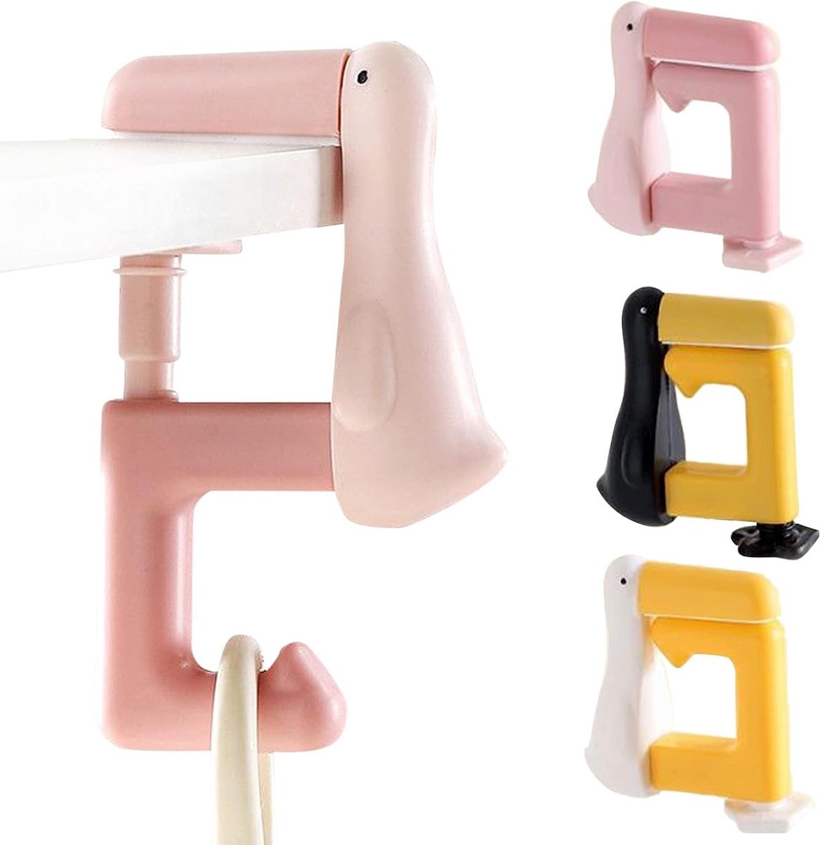 Praktische opvouwbare haakjes voor handtassen, schattige eend ontwerp, perfect voor tassen, sieraden en sleutels, set van 6 stuks