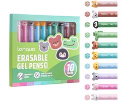 Languo uitwisbare gelpennen 10 stuks - 10 kleuren - 0,6 mm - Dieren design - Erasable gel pens