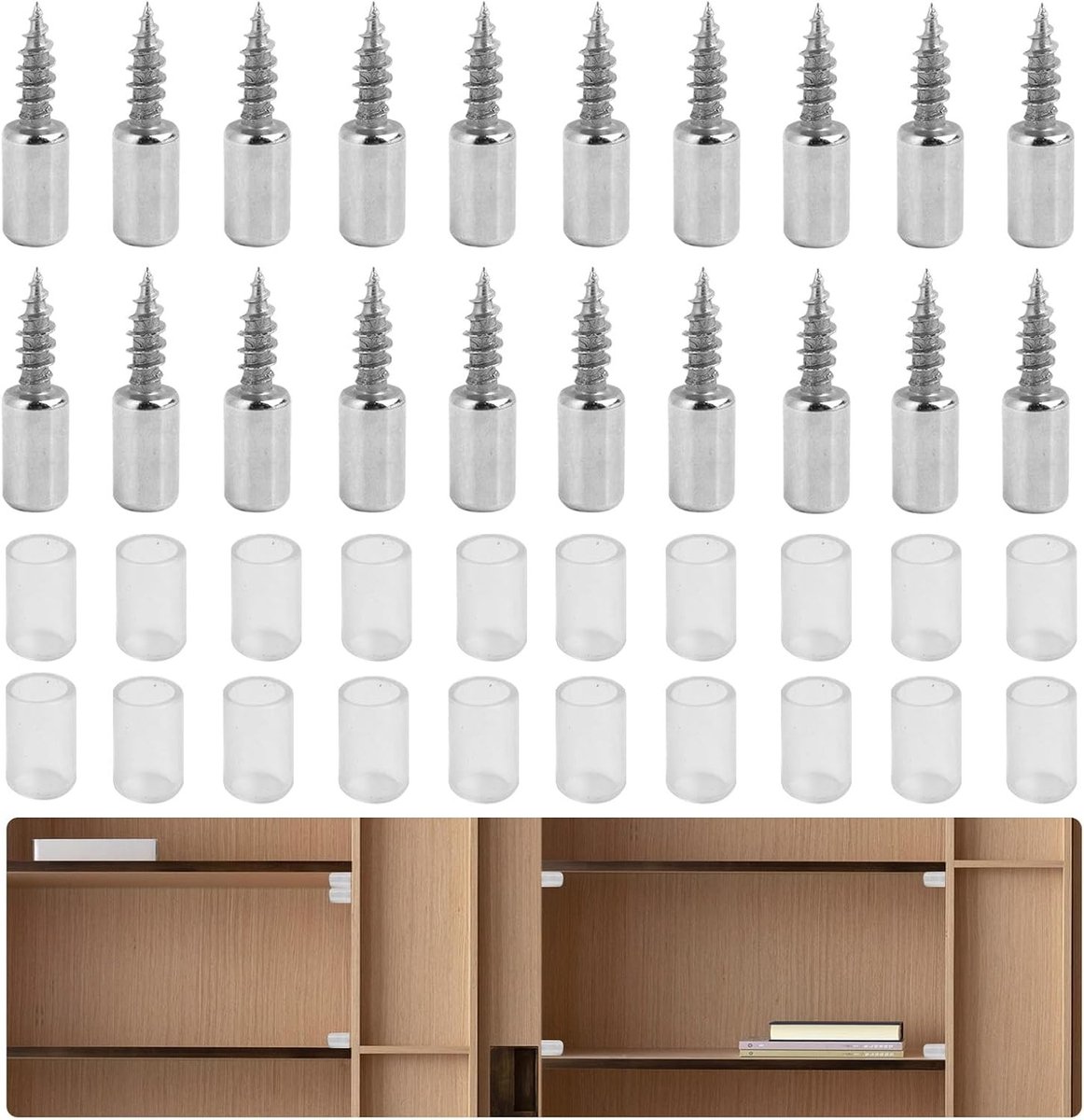 Set van 20 Onzichtbare Planken met Rubber Bescherming, Zelftappende Metalen Planksteunen voor Keuken en Meubels, Ideaal voor Thuisdecoratie