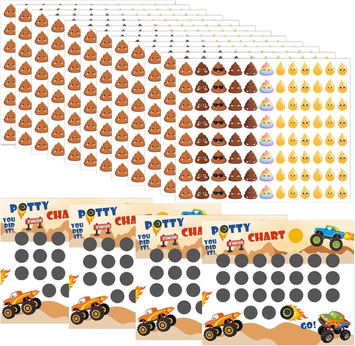 12 Potty Training Stickers voor Kinderen - Poep Stickers, Feestdecoratie, Dagboek Accessoires en Training Hulp voor Kinderen en Huisdieren