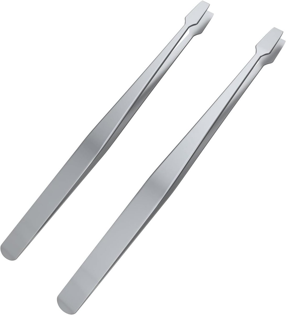 Set van 2 RVS Precisie Pincetten met Platte Brede Punt voor Filatelie, Documenten en Fotowrapping