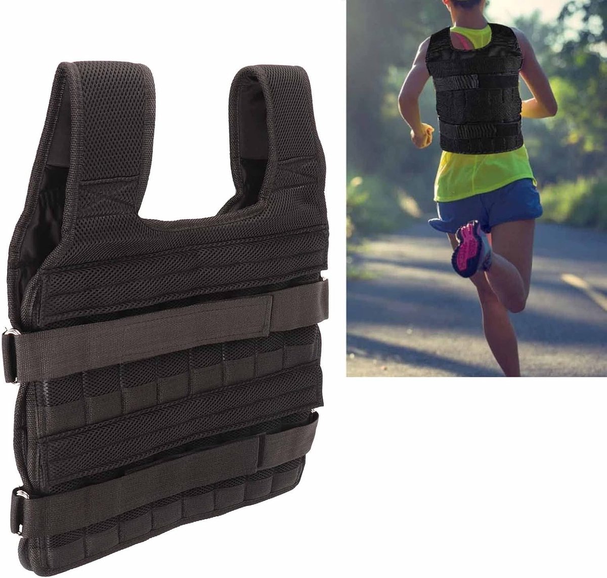Verstelbare verzwaarde vest van 15 kg – ademend mesh voor krachttraining, fitness en sportactiviteiten