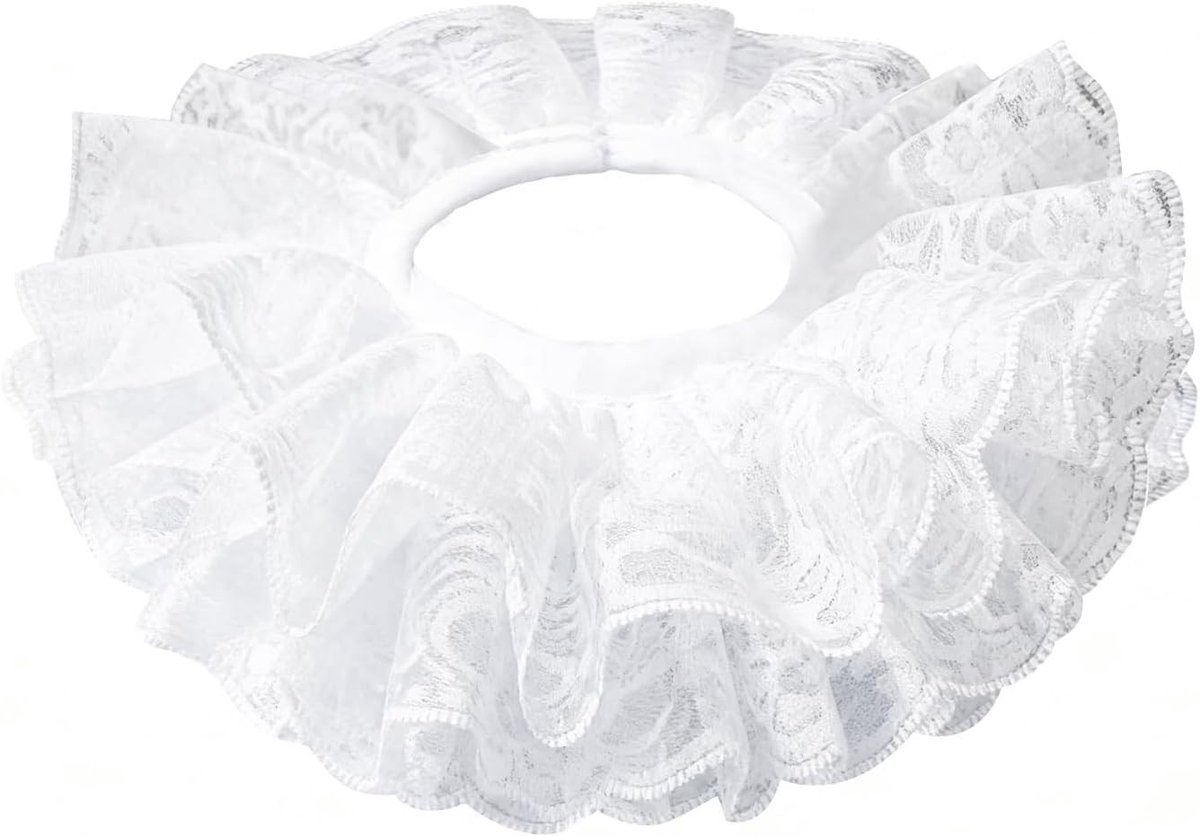 Witte Clown Kraag - Victoriaanse Choker Ketting voor Halloween Cosplay en Feestelijke Kostuums, Elegante Mode Accessoire