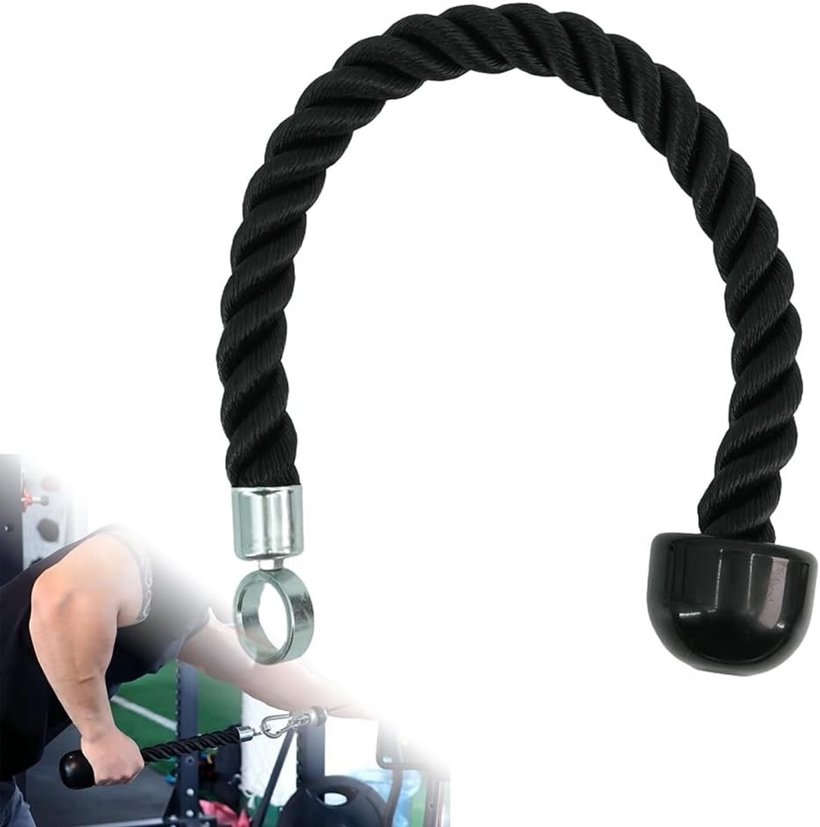 Nylon Tricep Rope voor Krachttraining, Biceps en Triceps Oefeningen met Antislip Handvat, 60cm voor Thuis of Sportschool