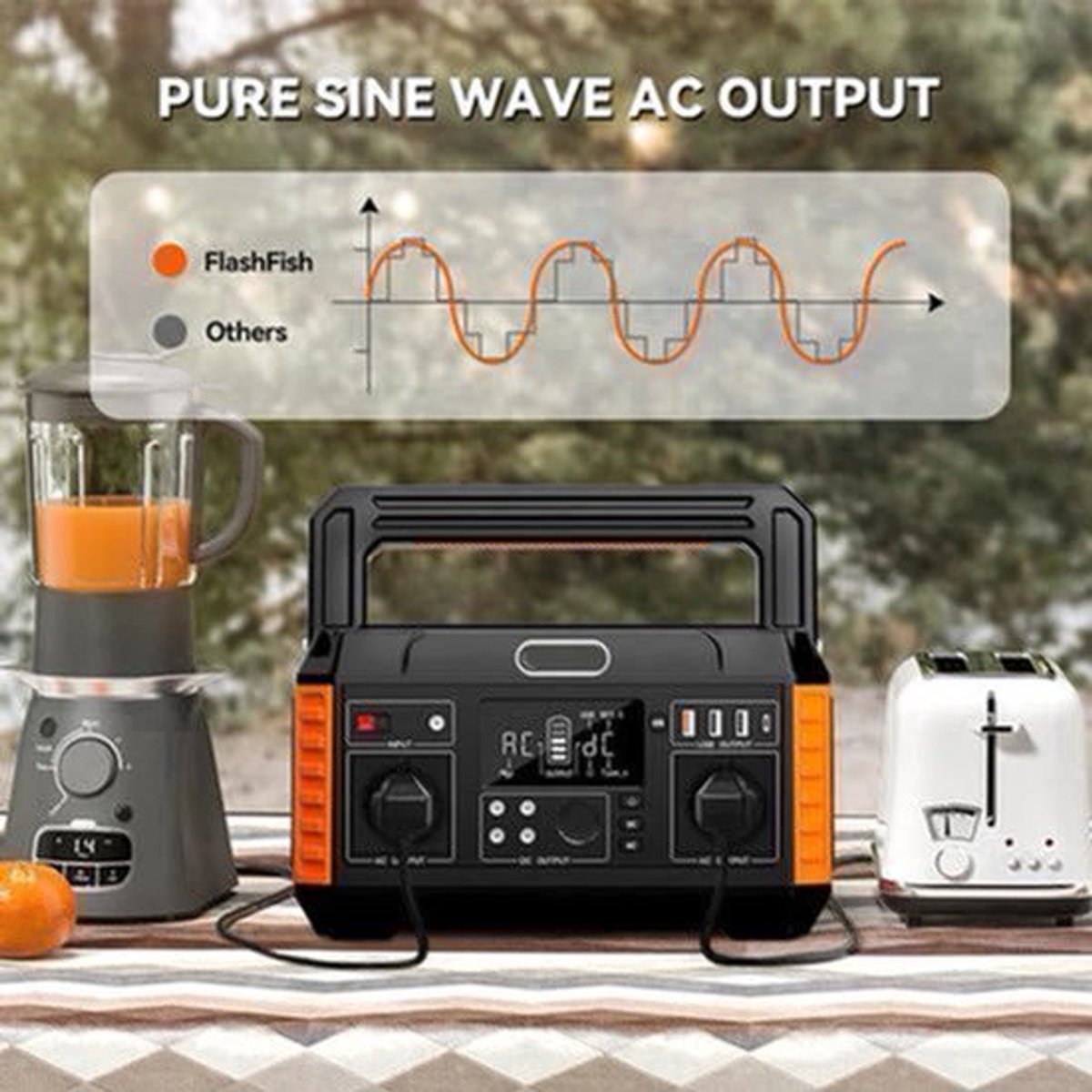 Draagbare Powerstation – Mobiele Accu – Noodstroom – met Zonnepannel - Zakelijke Energie – 520Wh Capaciteit – Zuivere Sinusgolf AC – Meerdere Aansluitingen