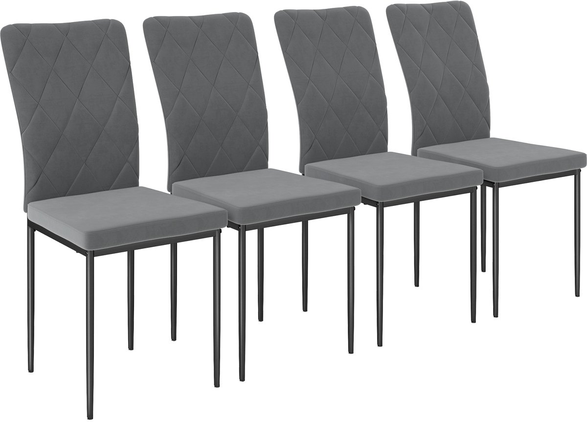 HOMCOM eetkamerstoelen - polyester - 58L x 42B x 95H cm - donkergrijs