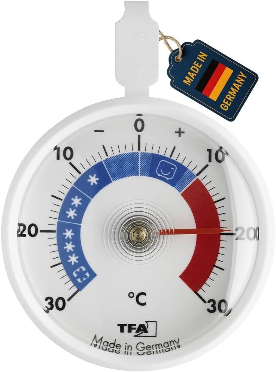 Aanlegthermometer - Wit - 72 x 21 x 95 mm - Kunststof Koelthermometer - Voor Koelkasten en Vriezers