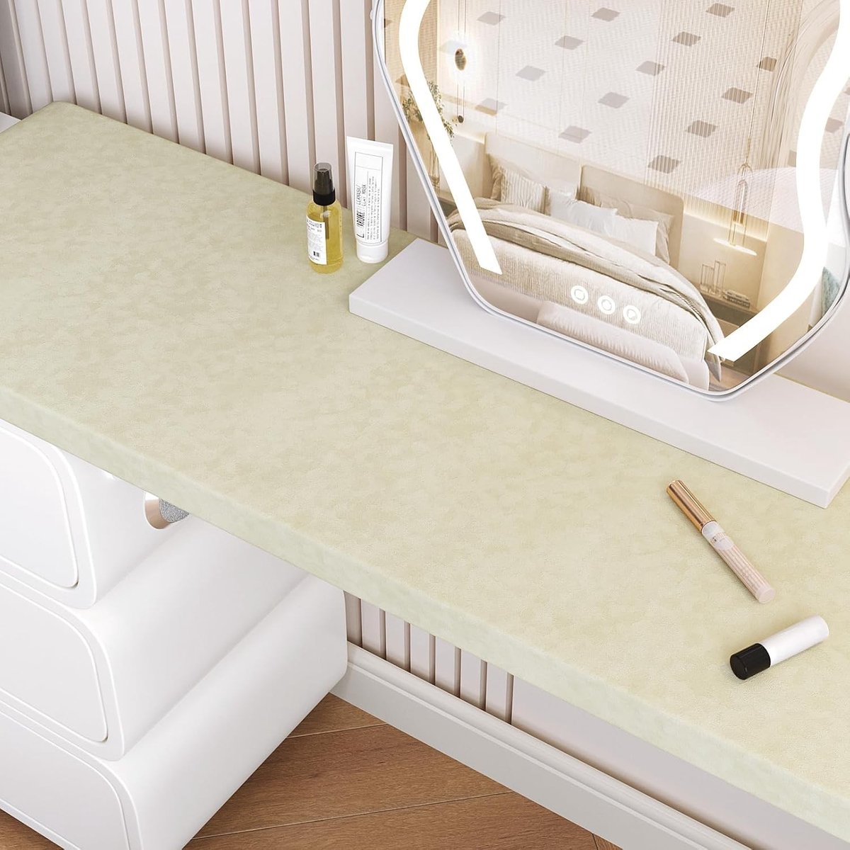 Beige zelfklevend behang van fluweel - 30cm x 300cm - Luxe wanddecoratie voor een stijlvolle uitstraling