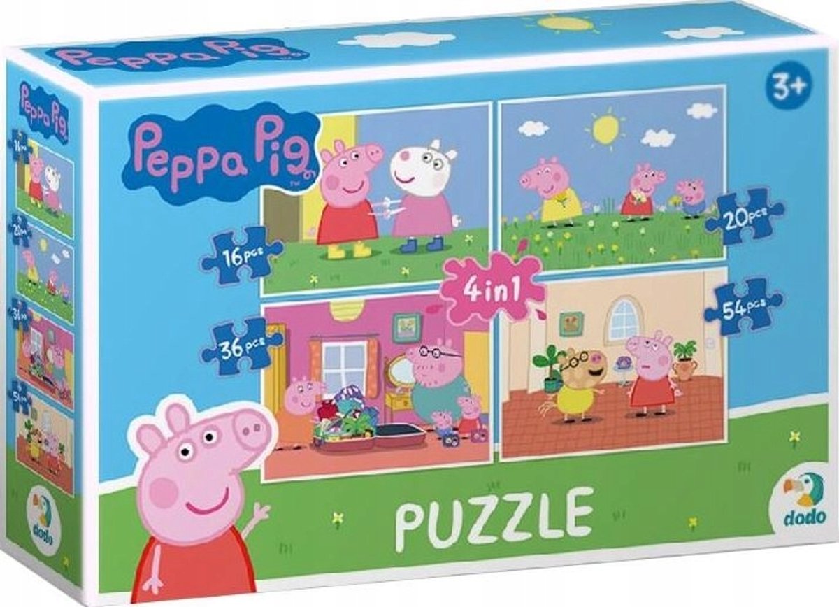 Peppa Pig Familiepuzzels 4-in-1 (16-54 stukjes)