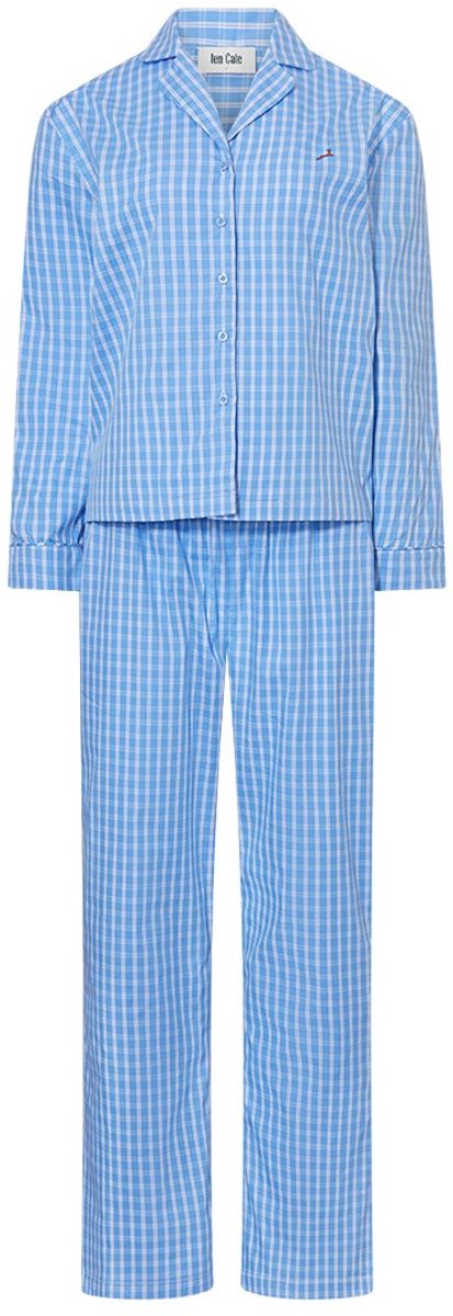 Ten Cate dames pyjama katoen - Blue Check - Lichtblauw geruit /