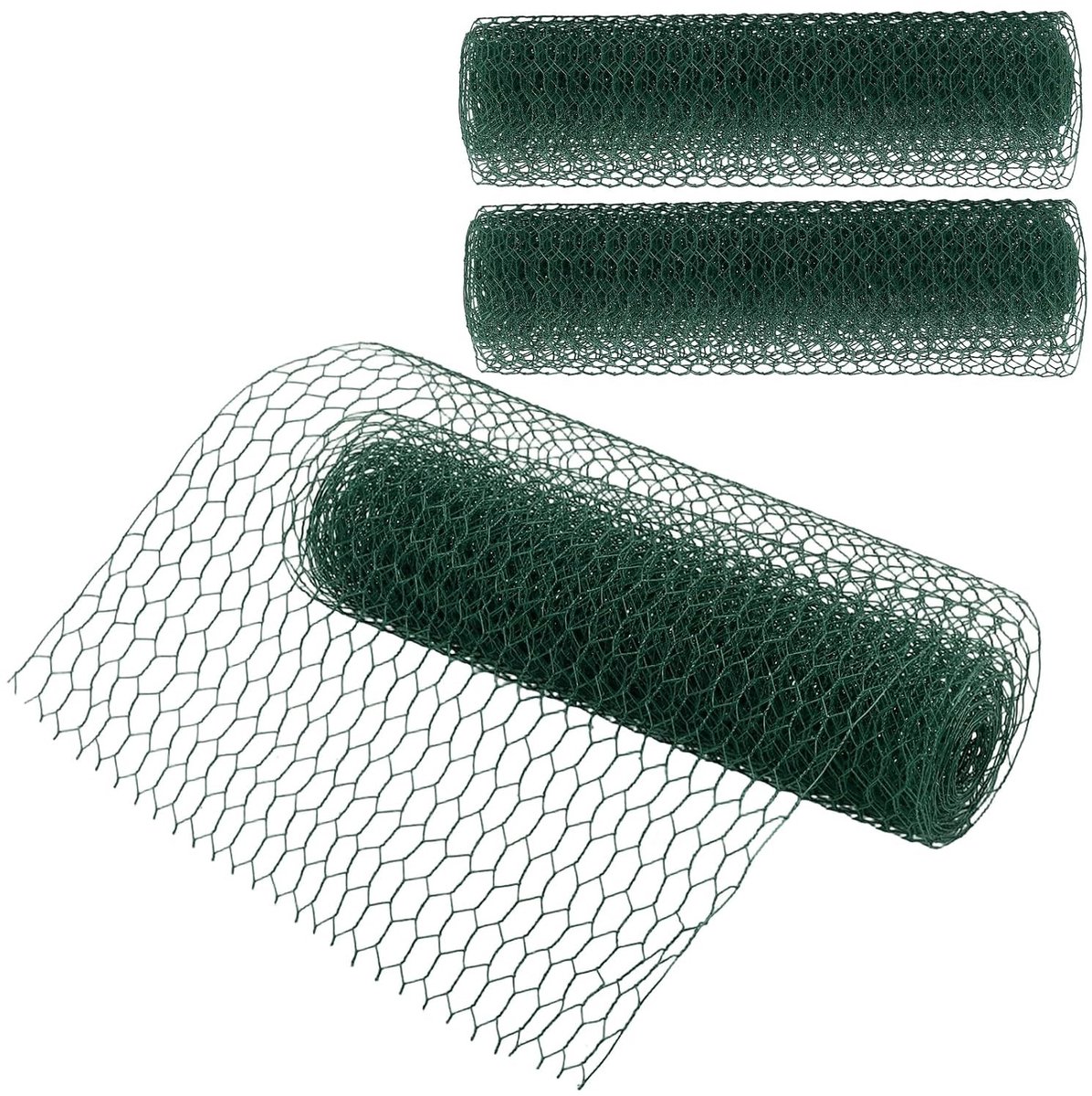 Hexagonaal Draadgaas voor Bescherming van Planten en Dieren - 5m x 40cm Groen, Set van 3, Perfect voor Tuinprojecten en Kluswerk