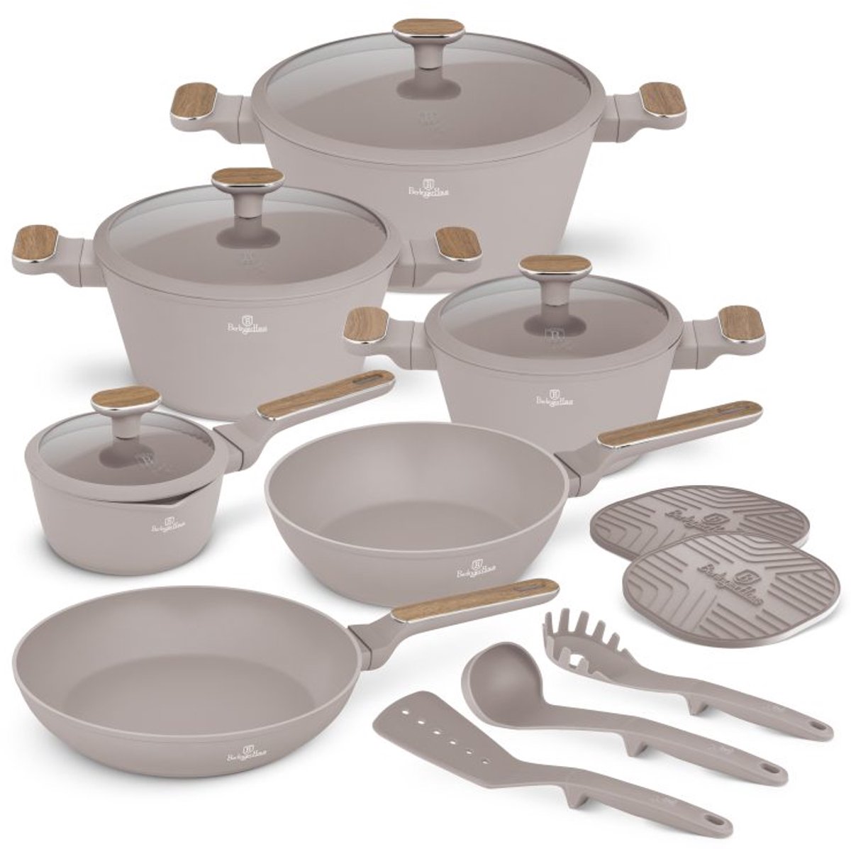 Serviesset met titaniumcoating, 15-delig, Taupe, Nordic Collection
