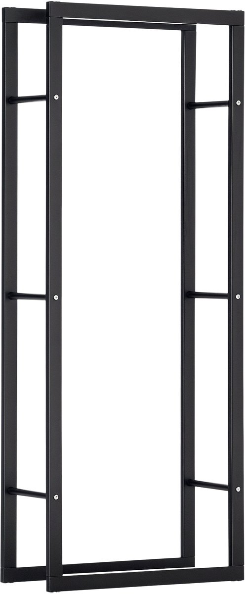 Houtrek - haardplank - houtblokhouder voor binnen en buiten - maximale belasting 100 kg - afmetingen 60L x 25B x 150H cm - zwart metaal