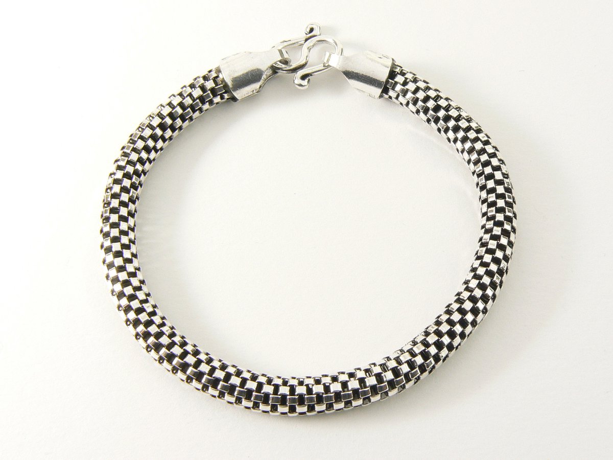 Ronde gevlochten zilveren armband - 20 cm