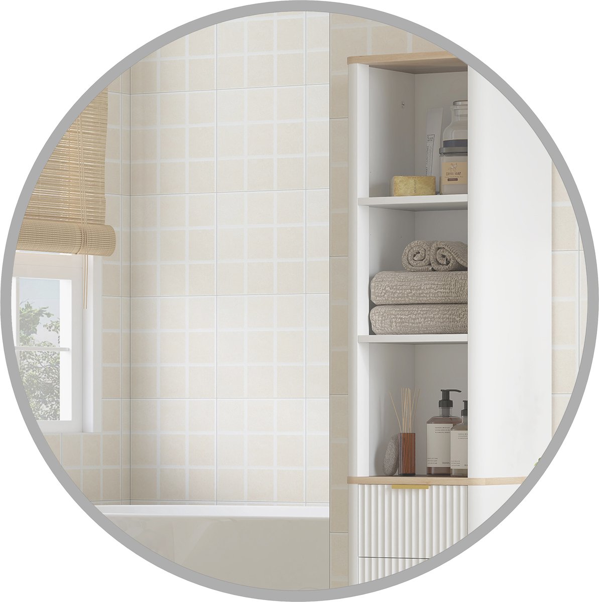 HOMCOM Wall Mirror-Aluminiumlegierung, Glas-61L x 1B x 61H cm-Silber