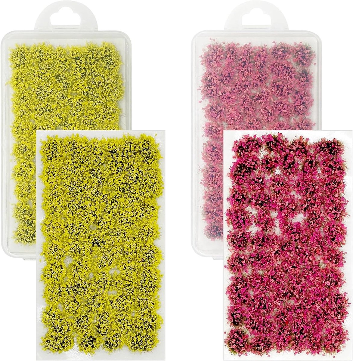 Kleurige Bloemcluster Statig Gras Tuft voor Miniatuur Tafelspellen en Modelspoor, Geel en Paars, Perfect voor Landschapsdecoratie en Diorama's