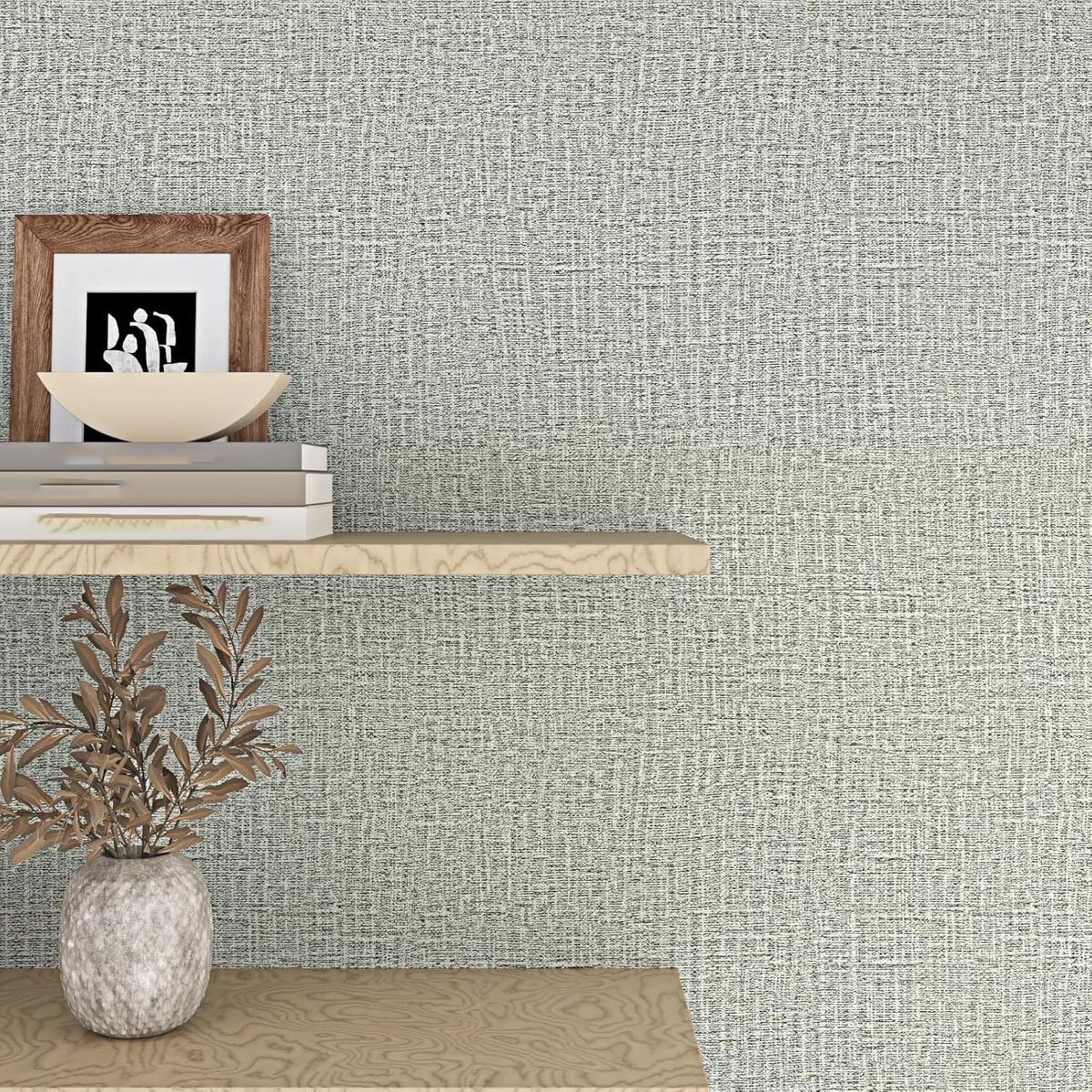 Linnen Grijze Zelfklevende Behang voor Slaapkamer en Keuken | Washable Vinyl Folie voor Kasten en Muren 45 x 300 cm