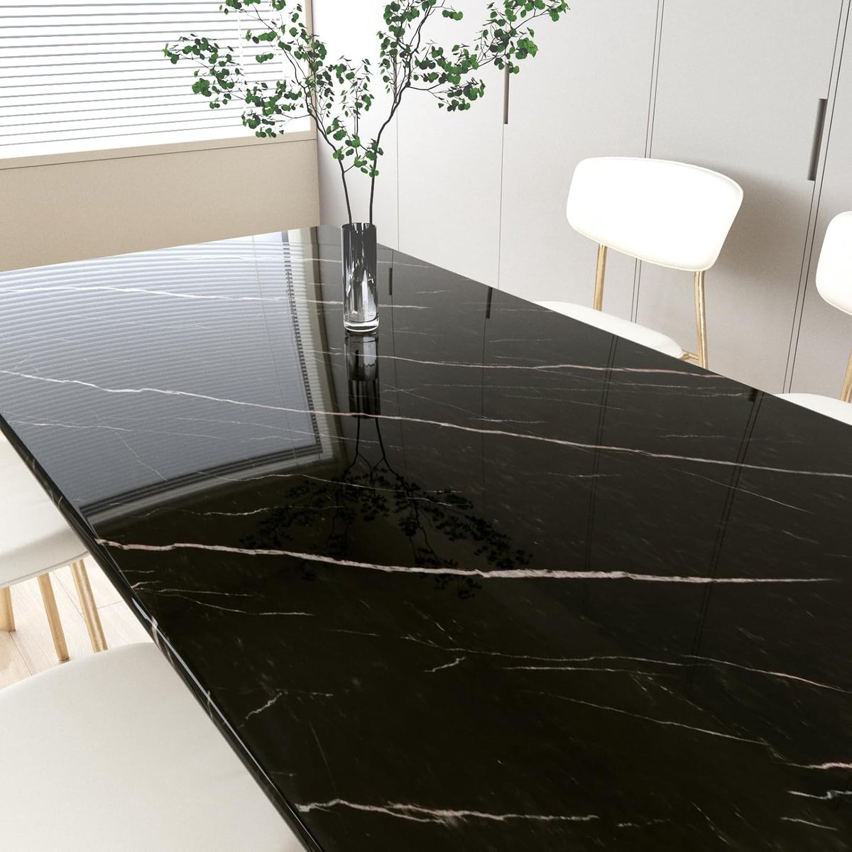 Zelfklevend behang in zwart, steenlook voor aanrecht, waterdicht en ideaal voor keuken en badkamer