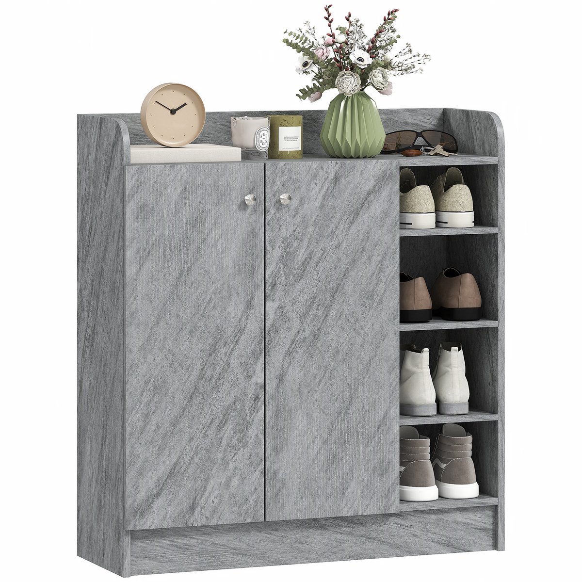 HOMCOM Shoe Cabinet-Spanplatte, MDF-Grau
