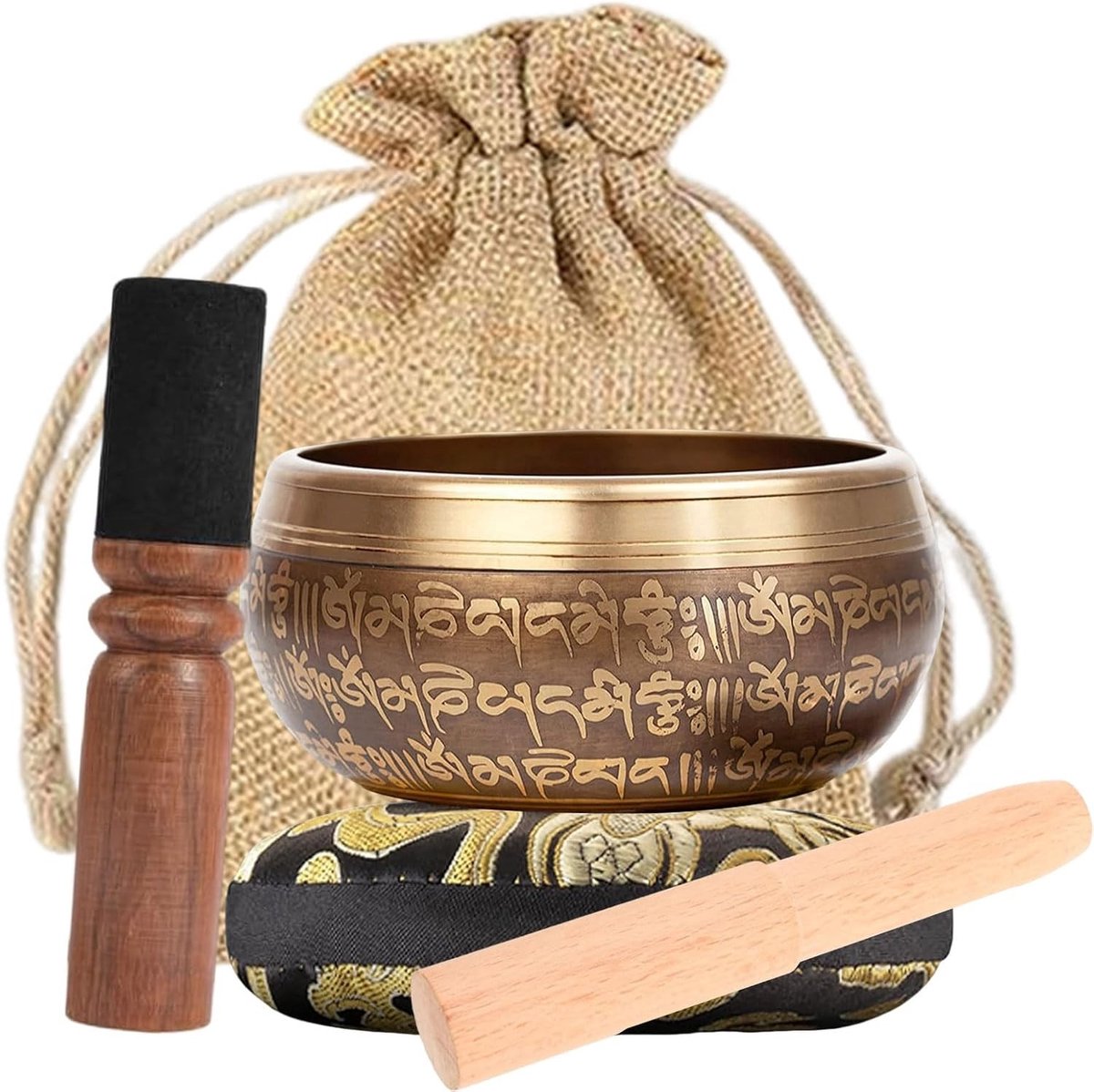 Handgemaakte Tibetaanse Klankschaal Set met Hamer, Kussen en Instructies voor Yoga en Chakra Healing, 10.5 CM, Ideaal voor Meditatie en Ontspanning