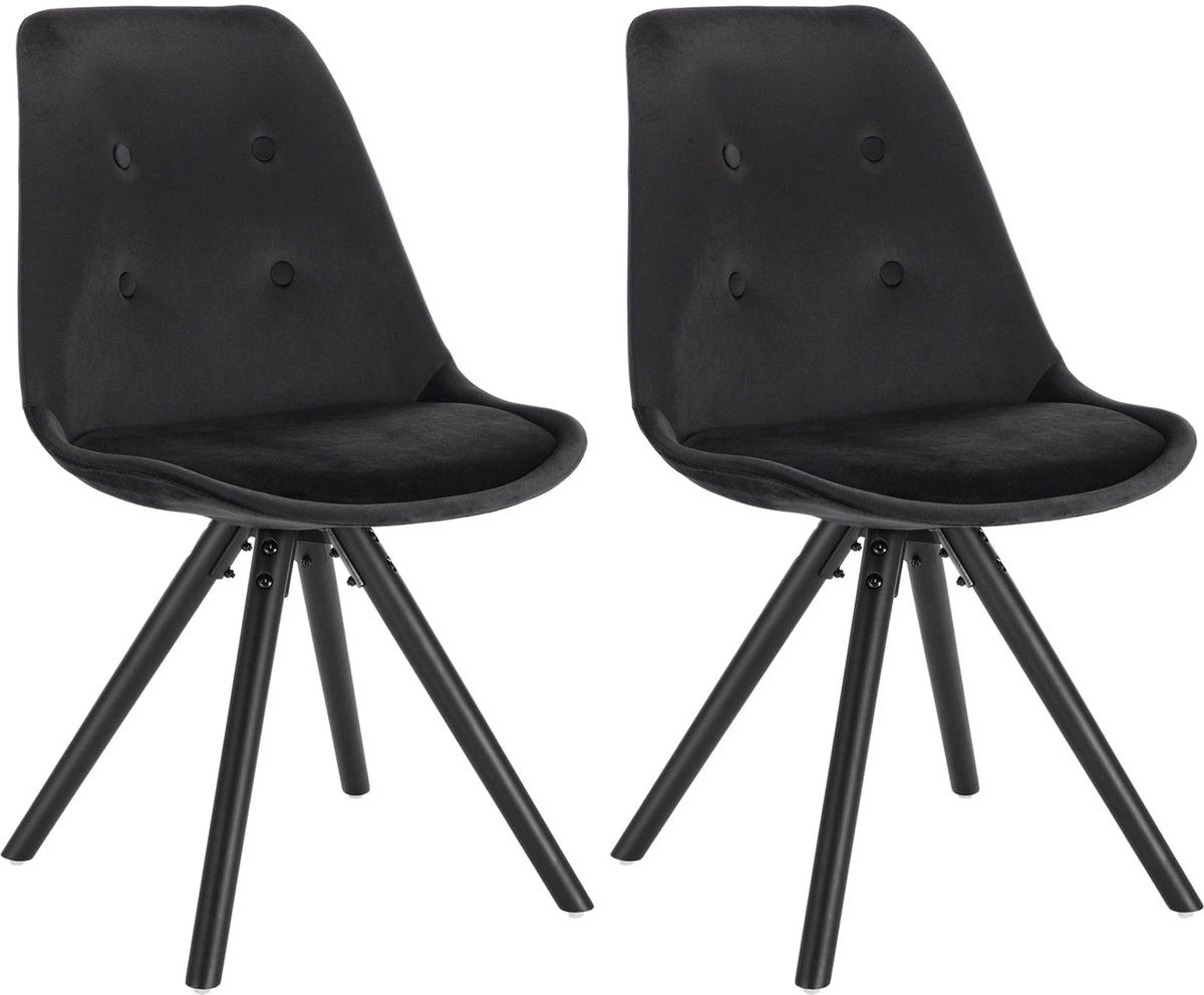 Klarven Eetkamerstoel Fluweel zwart - Eetkamerstoelen Set Van 2 - Eetkamerstoelen - Dining Chair - Ergonomische Rugleuning, Gevoerde Zitting - H83xzitting43x39cm