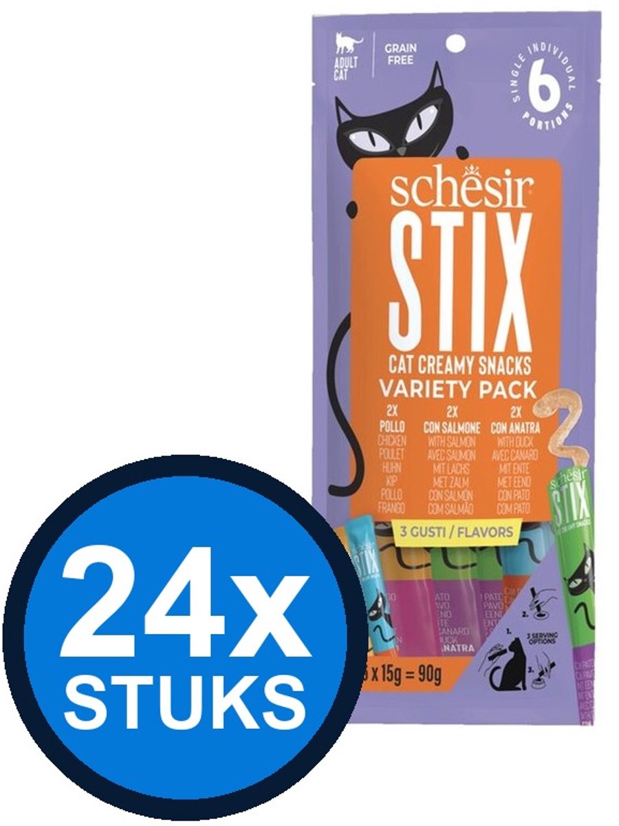 24x Schesir Stix kat variety pack 6x15gr