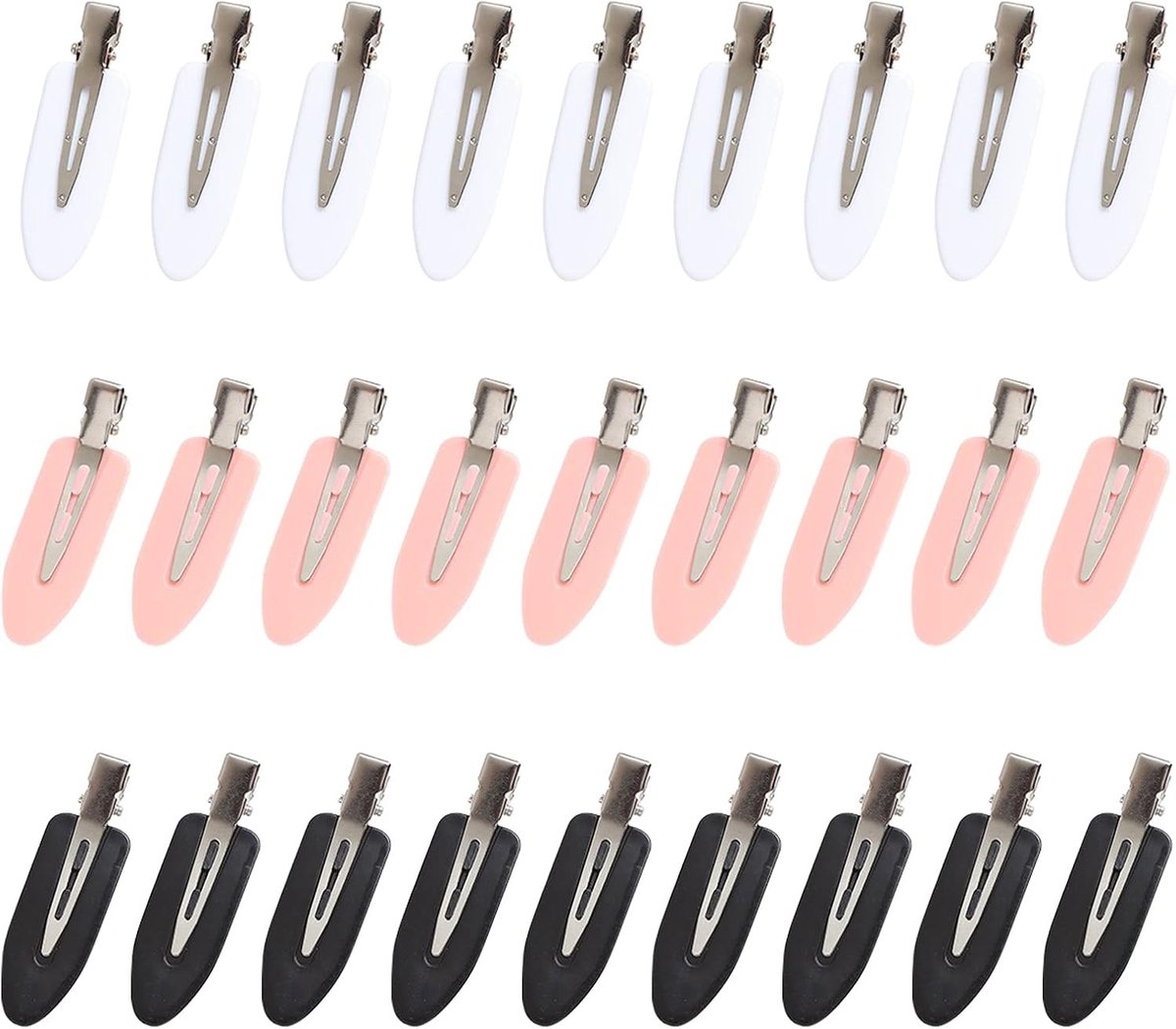 27-delige Haarclips zonder Buigen, Duck Bill Clips zonder Dents, Alligator Haarspelden voor Professionele Hairstyling in Roze, Zwart en Wit, 6 cm