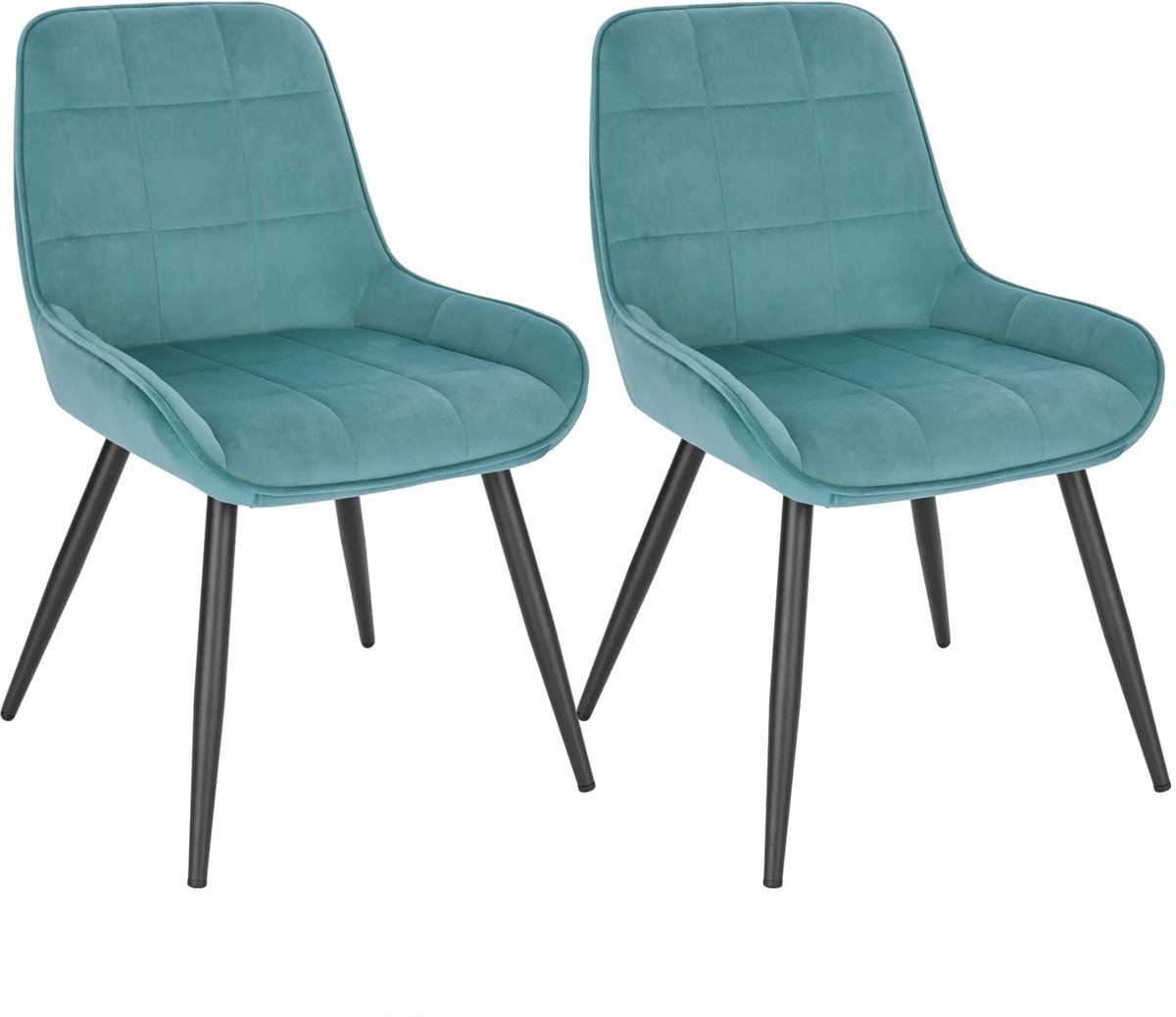 Klarven Eetkamerstoelen Fluweel turquoise - Eetkamerstoelen Set Van 2 - Dining Chair - Ergonomisch, Waterafstotend Kunstleer, Draagvermogen 120 Kg - B60xd55xh40cm