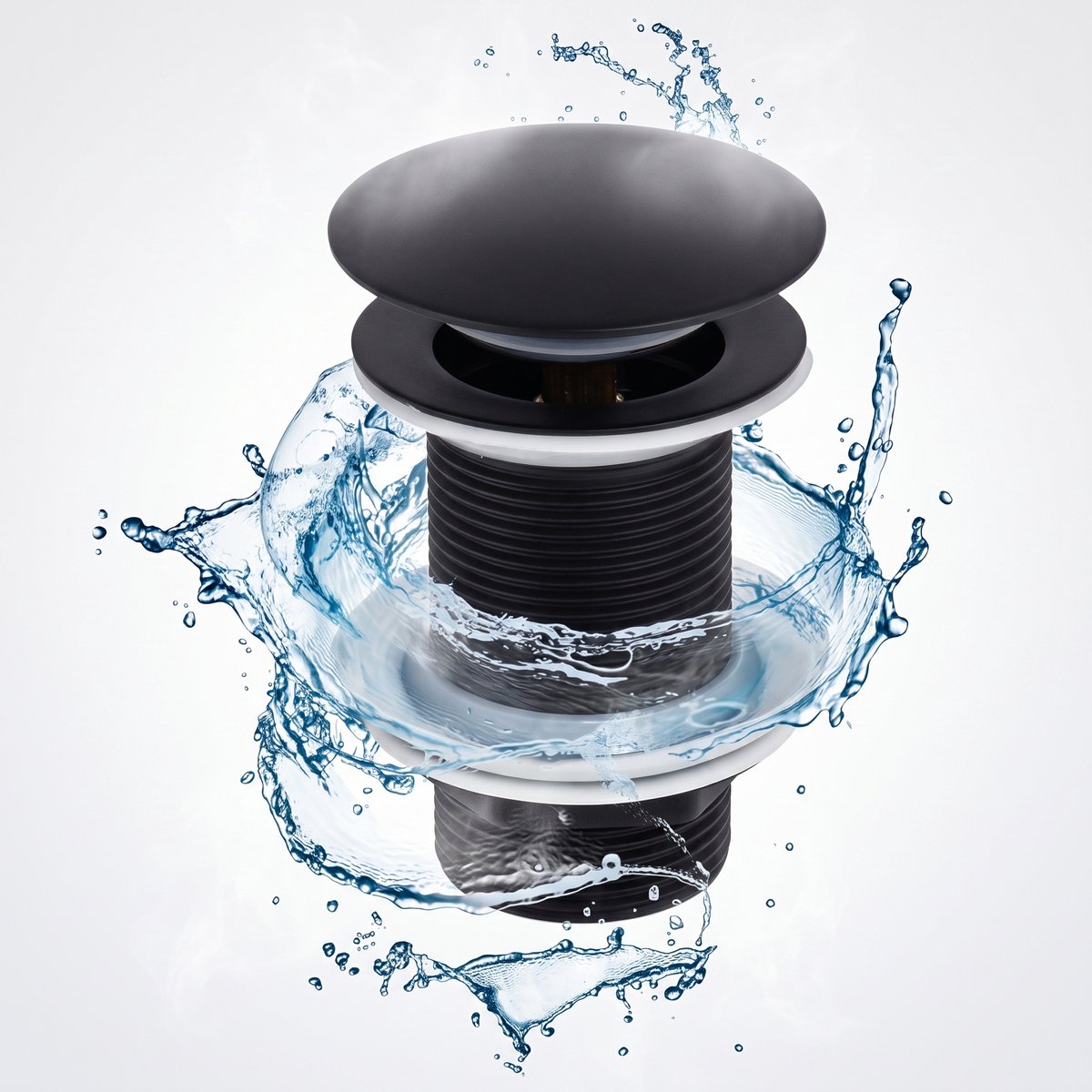 Wastafelplug – Zwart – Afvoerplug Zonder Overloop – Klik-Klak Plug 1 1/4 Inch – Universele Wastafel Afvoer