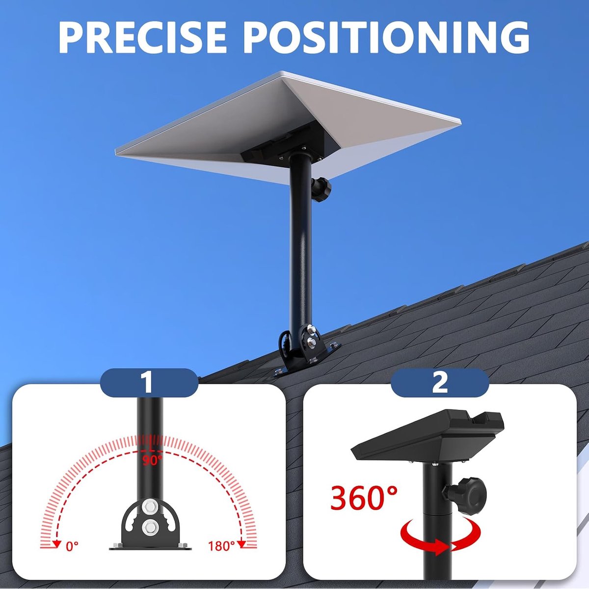 Starlink Gen 3 Montagekit - 180° Verstelbare Dak- en Wandmontage - Inclusief Starlink V3 Pijpadapter - Weerbestendig & Duurzaam - Voor Starlink Gen 3/V3 Standaard Actieve Antenne