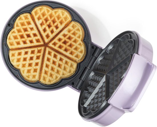 Hartvormige Wafelmaker - Wafelijzer - Romantisch Ontbijt - PFAS-vrije Platen - 18 cm - Paars — afbeelding 4