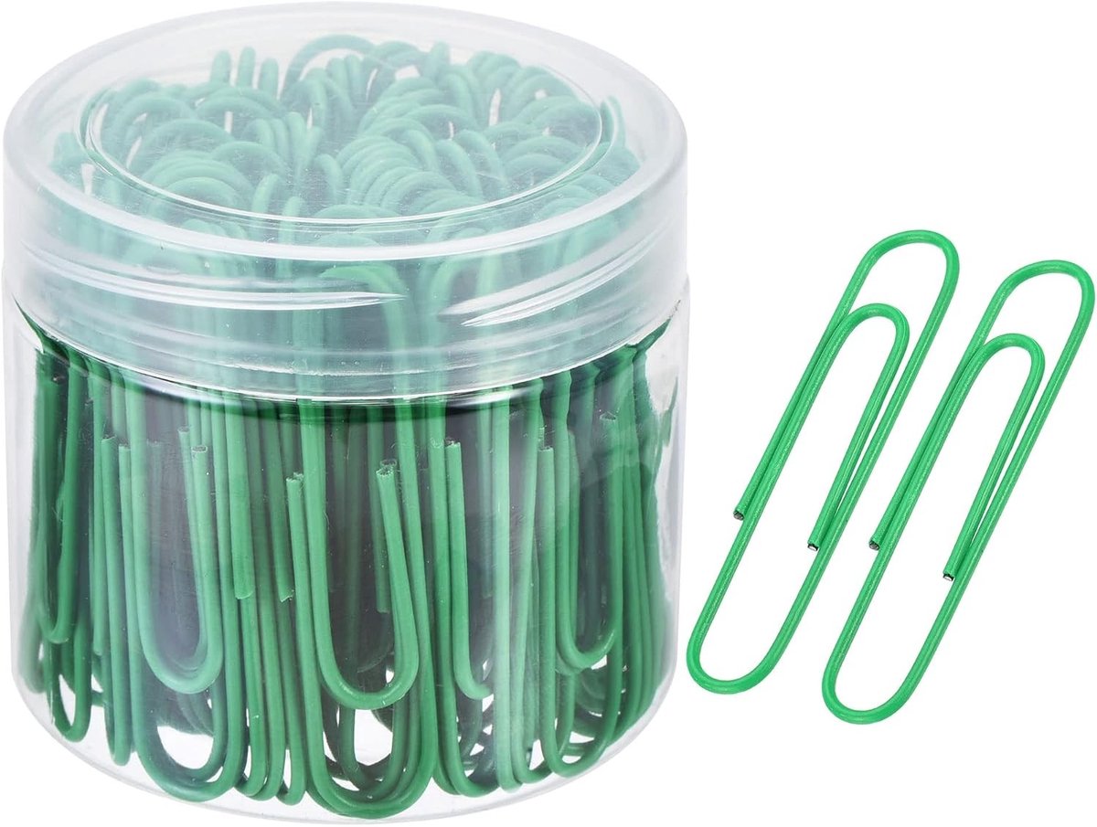 200 Stuks Paperclips, Kantoorclips met Glad Oppervlak en Opbergdoos | Perfect voor Kantoor, Creatieve Projecten, Thuisgebruik en Organisatie (Groen, 5.5cm)