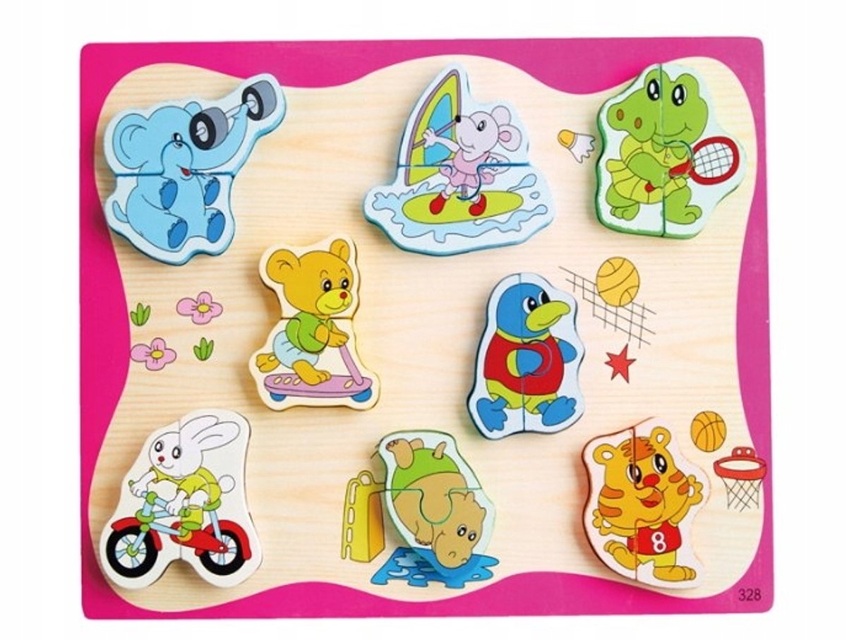 Houten Puzzel 16 Stukjes Zomer Sporten 296280 - Vanaf 2 Jaar
