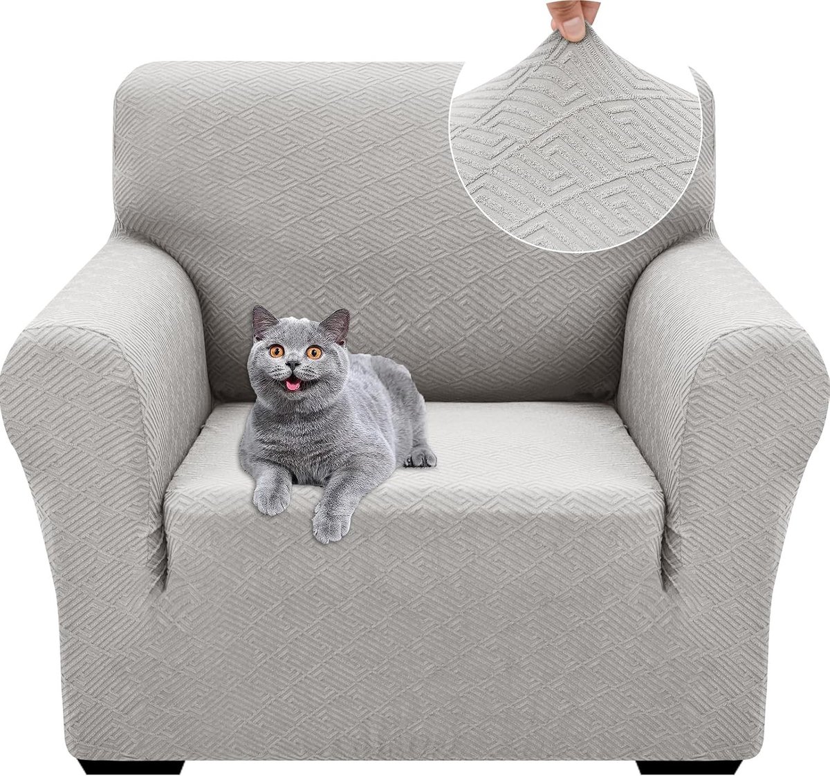 Fauteuilhoes - Zilvergrijs - 81-120 cm - Elastische Krasbestendige Bankhoes - Voor 1 Zit Fauteuil