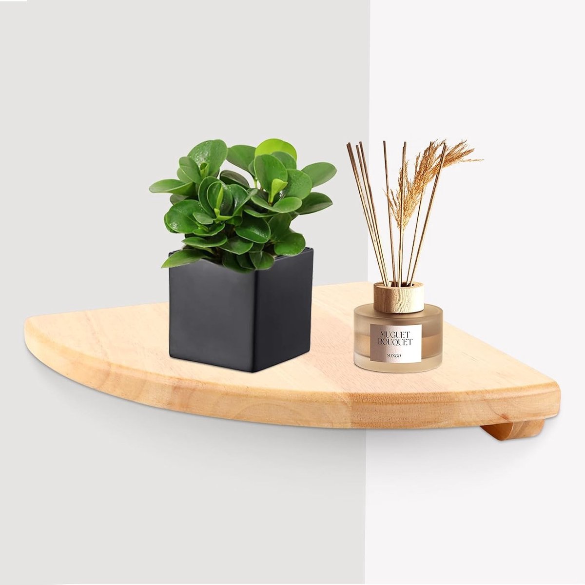 Houten Hoekplank van 18 cm voor Wandmontage - Stevige Eiken Plank voor Slaapkamer, Badkamer en Woonkamer met Stijlvolle Opslagoplossing