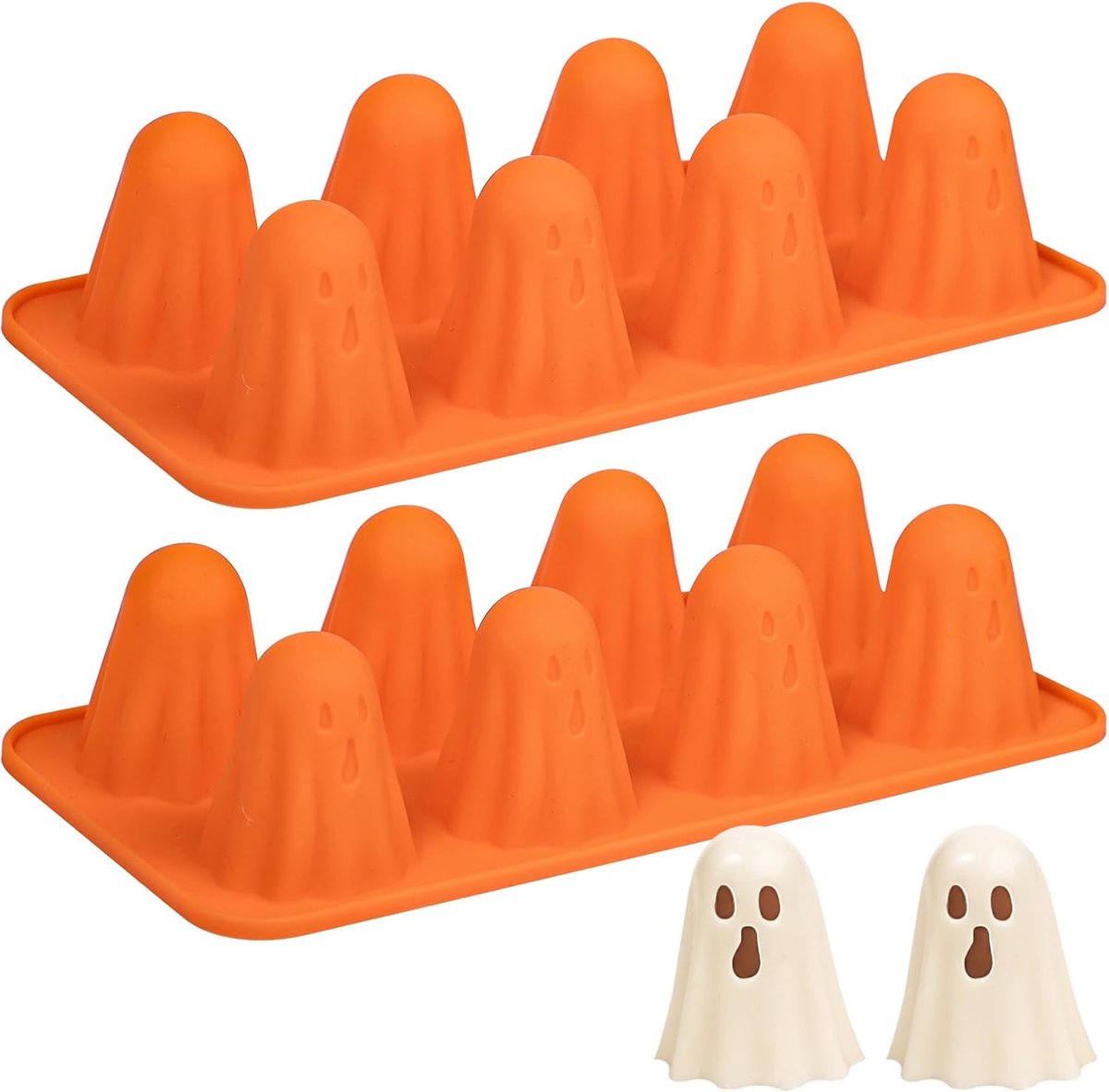 2 stuks-Halloweenvorm - Siliconenvorm - Chocoladevorm - Spookvorm - Bakvorm - Geschikt voor chocolade, snoep en gelei - Oranje - 21*10,2*4,5 cm