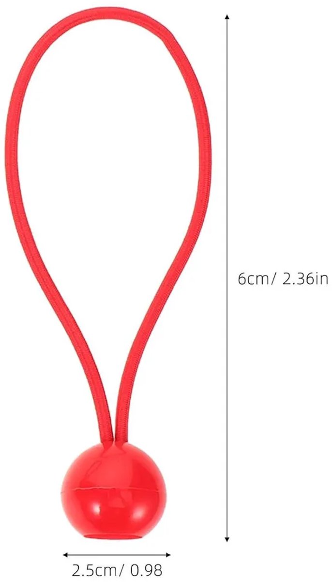 Verpakking Geschikt voor 30 rode elastische koorden van 15 cm lang, Geschikt voor kleurrijke balletjes, Geschikt voor zeilen, tenten en kampeeruitrusting.