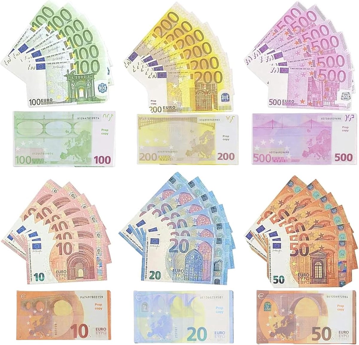 Speelgeld Set voor Kinderen, Nepgeld Euro voor Rollenspel en Educatieve Activiteiten (€10, €20, €50, €100, €200, €500)