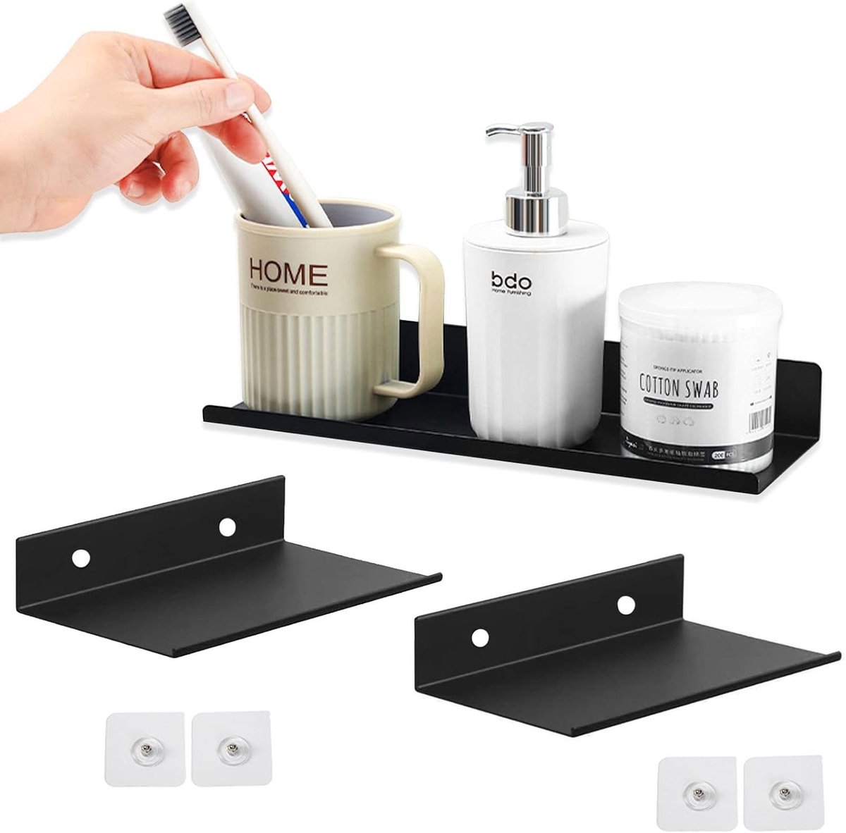 Metalen zwevende plank set van 2, ideaal voor badkamer, keuken, woonkamer en kantoor - 20 cm diep en stijlvol design