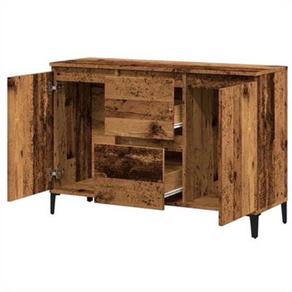 Dressoir – Sideboard – Opbergkast – Buffettafel – Commode – Gerecycled Houtlook – Hardhout – 102x35x70 cm – Stijlvol & Duurzaam